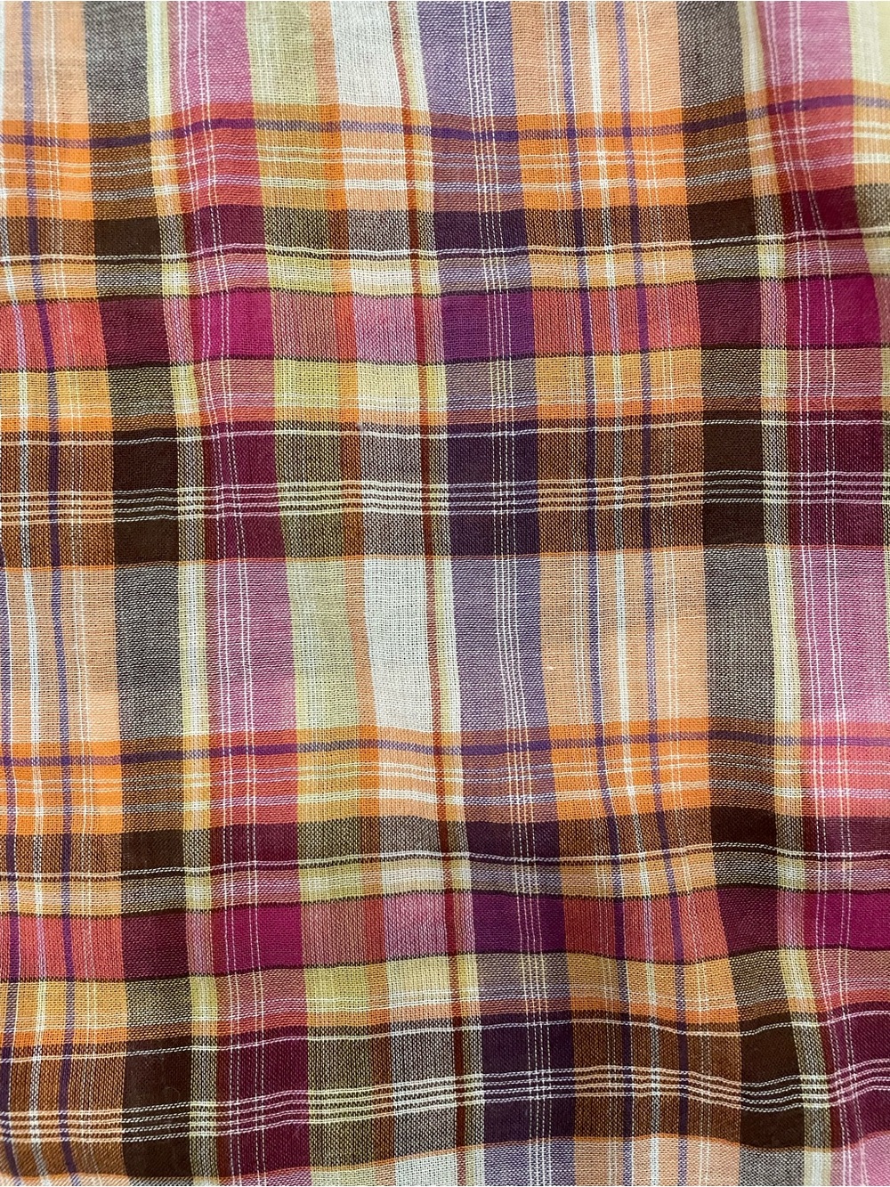 Cino Plaid Button-Front Shirt in Pink, Orange & Purple - Picture 3 of 9